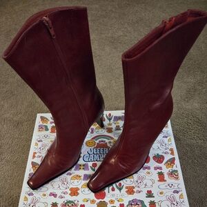 Jeffrey Campbell Red Distressed BE-BOLD Heeled Boots
